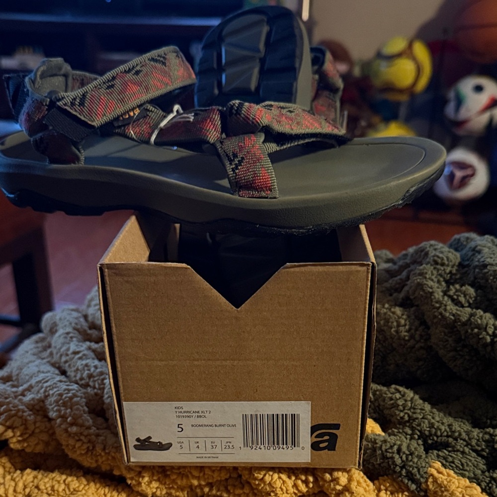 Teva Kids Sandals - Olive and Red Pattern